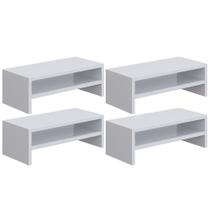 Kit 04 Suportes Stand Para Monitores Mesa Escritório Home Office Lap L03 Branco - Lyam Decor Kit 04 Suportes Stand Para Monitores Mesa Escritório Home Office Lap L03 Branco - Lyam Decor