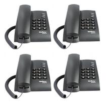 Kit 04 Telefones Com Fio Mesa ou Parede Pleno Preto Intelbras