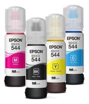 Kit 04 Tinta Refil de T544 para impressoras E P S O N modelos L3150, L3110, L3250, L3210, L1250 e L5590 Tinta Preto Ciano Magenta Amarelo ORIGINAL