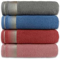 Kit 04 Toalha Banho Banhão Felpuda Toalha Luxo 100% Algodão Alta Absorção
