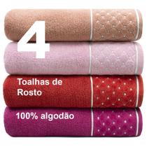 Kit 04 Toalha Rosto Macia Algodão Felpuda Luxo Safira