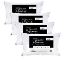 Kit 04 Travesseiros Toque de Pluma King Ganso Percal 180 Fios 90x50cm Lavável em Máquina Kit 04 Travesseiros Toque de Pluma King Ganso Percal 180 Fios 90x50cm Lavável em Máquina