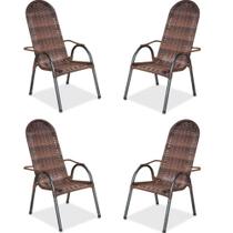 Kit 04 unidades Cadeira JJ Big de Junco Fibra super-reforçada preto craqueada Kit 04 unidades Cadeira JJ Big de Junco Fibra super-reforçada preto craqueada