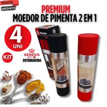 KIT 04 Unidades Moedor 2 EM 1 Sal e Pimenta Cerâmica Aço Inox Gourmet Premium Qualidade Garantida