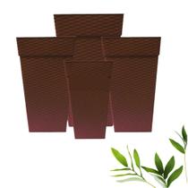 Kit 04 Vaso Rattan Flores E Plantas Marron Kit 04 Vaso Rattan Flores E Plantas Marron