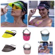 Kit 04 Viseira Transparente Feminino Verão Praia Vôlei Rave