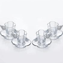 Kit 04 Xicaras De Cha Com Pires Butterfly 180ml Vidro Wolff Kit 04 Xicaras De Cha Com Pires Butterfly 180ml Vidro Wolff