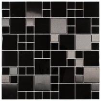 Kit 0,44m² Pastilha de Meta AX14 29,8cm x 29,8cm Preto/Cinza Glass Mosaic Kit 0,44m² Pastilha de Meta AX14 29,8cm x 29,8cm Preto/Cinza Glass Mosaic
