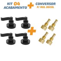 Kit 04Acabamento C70 Curvo Preto Registro Pressão Docol