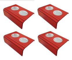 Kit 04un Esteiras Para Braço De Sofá Com Porta Copos Alumínio Vermelha