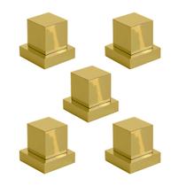 Kit 05 Acabamentos Registro Volante Quadrado Metal Dourado