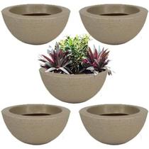 Kit 05 Bacias Polietileno Decorativas p/Plantas e Jardins