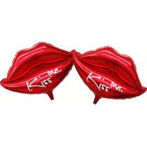 Kit 05 Balão Boca Beijo Kiss Me Gigante 70cm Metalizado