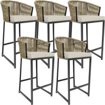 Kit 05 Banqueta Para Área Gourmet Cozinha Varanda D04 Bege
