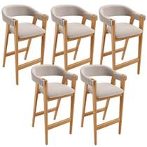 Kit 05 Banquetas Alta Bar Cozinha Sala de Jantar Bar Nadja L02 Bouclê Creme - Lyam Decor Kit 05 Banquetas Alta Bar Cozinha Sala de Jantar Bar Nadja L02 Bouclê Creme - Lyam Decor