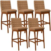 Kit 05 Banquetas Alta Para Cozinha Sala De Jantar Fixa Mila B04 Bouclê Mostarda - Lyam Decor