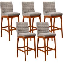 Kit 05 Banquetas Altas Para Cozinha Sala De Jantar Fixa Mila B04 Bouclê Bege - Lyam Decor Kit 05 Banquetas Altas Para Cozinha Sala De Jantar Fixa Mila B04 Bouclê Bege - Lyam Decor