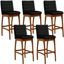 Kit 05 Banquetas Altas Para Cozinha Sala de Jantar Fixa Mila L02 Facto Preto Metalizado - Lyam Decor Kit 05 Banquetas Altas Para Cozinha Sala de Jantar Fixa Mila L02 Facto Preto Metalizado - Lyam Decor