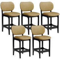 Kit 05 Banquetas Baixa Bar Cozinha E Sala De Jantar Fixa Betta L02 Preto material sintético Casco Fendi - Lyam Decor