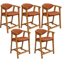 Kit 05 Banquetas Baixa Cozinha Sala de Jantar Bancada Cecília L02 Tecido Terracota - Lyam Decor Kit 05 Banquetas Baixa Cozinha Sala de Jantar Bancada Cecília L02 Tecido Terracota - Lyam Decor