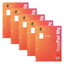 Kit 05 Blocos de Fichário ROYAL PAPER 80fls 90g Sem Pauta