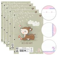 Kit 05 Blocos de Folhas de Fichário Caderno Argolado So Cute 80 Folhas Decoradas Animativa