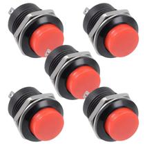 Kit 05 Botões Pulso Sem Trava Vermelho Redondo Tipo Bujão Kit 05 Botões Pulso Sem Trava Vermelho Redondo Tipo Bujão