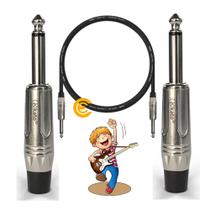 Kit 05 Cabos Profissional Para intrumento Musical P10 x P10 5Mts Som em Alto Nível