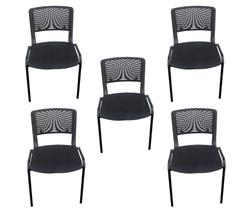 Kit 05 Cadeira De Escritório Fixa Empilhável Verona Preta Kit 05 Cadeira De Escritório Fixa Empilhável Verona Preta