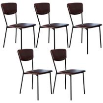 Kit 05 Cadeira Para Sala de Jantar Village Preto C01 material sintético Café - Lyam Decor Kit 05 Cadeira Para Sala de Jantar Village Preto C01 material sintético Café - Lyam Decor