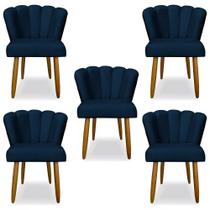 Kit 05 Cadeira Poltrona Pétala de Flor para Penteadeira Sala Quarto material sintético Azul Marinho - Dhouse Decor
