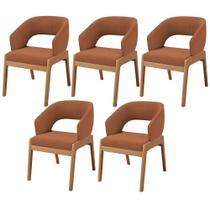 Kit 05 Cadeiras de Jantar e Estar Living Estofada Lince L02 Bouclê Terracota - Lyam Decor Kit 05 Cadeiras de Jantar e Estar Living Estofada Lince L02 Bouclê Terracota - Lyam Decor