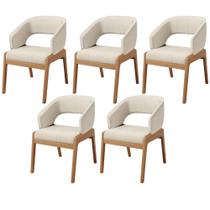 Kit 05 Cadeiras de Jantar e Estar Living Estofada Lince L02 Linho Palha - Lyam Decor Kit 05 Cadeiras de Jantar e Estar Living Estofada Lince L02 Linho Palha - Lyam Decor