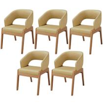 Kit 05 Cadeiras De Jantar E Estar Living Estofada Lince L02 material sintético Casco Fendi - Lyam Decor