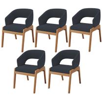 Kit 05 Cadeiras de Jantar e Estar Living Estofada Lince L02 Suede Preto - Lyam Decor Kit 05 Cadeiras de Jantar e Estar Living Estofada Lince L02 Suede Preto - Lyam Decor