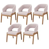 Kit 05 Cadeiras de Jantar e Estar Living Estofada Lince L02 Suede Rosê - Lyam Decor