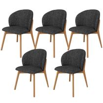 Kit 05 Cadeiras de Jantar e Estar Living Estofada Mia L02 Linho Chumbo - Lyam Decor Kit 05 Cadeiras de Jantar e Estar Living Estofada Mia L02 Linho Chumbo - Lyam Decor