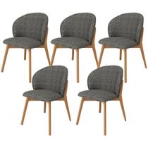 Kit 05 Cadeiras de Jantar e Estar Living Estofada Mia L02 Linho Mescla Chumbo - Lyam Decor Kit 05 Cadeiras de Jantar e Estar Living Estofada Mia L02 Linho Mescla Chumbo - Lyam Decor