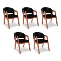 Kit 05 Cadeiras de Jantar e Living Anisha Estofada material sintético Preto - Desk Design