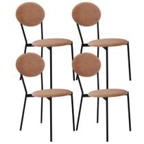 Kit 05 Cadeiras Estofada Para Sala de Jantar Azuri Preto C01 Veludo Rosê Lyam Decor