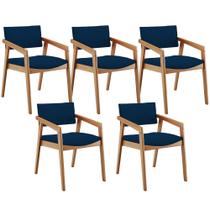 Kit 05 Cadeiras Para Sala de Jantar Estar Living Giorgia B04 Suede Azul Marinho - Lyam Decor