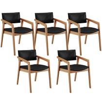 Kit 05 Cadeiras Para Sala de Jantar Estar Living Giorgia B04 Tecido Sintético Preto Brilho - Lyam Decor