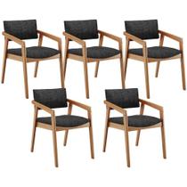 Kit 05 Cadeiras Para Sala de Jantar Estar Living Giorgia L02 Linho Chumbo - Lyam Decor Kit 05 Cadeiras Para Sala de Jantar Estar Living Giorgia L02 Linho Chumbo - Lyam Decor