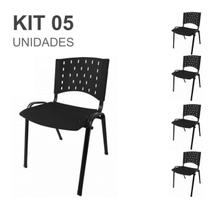 Kit 05 Cadeiras Plásticas 04 pés COR PRETO