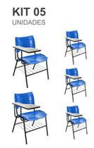 KIT 05 Cadeiras Universitárias com porta livros cor Azul