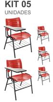 KIT 05 Cadeiras Universitárias com porta livros cor Vermelho KIT 05 Cadeiras Universitárias com porta livros cor Vermelho