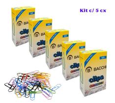 Kit 05 Caixas de Clips 6/0 Colorido 50 Unidades Cada Bacchi