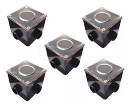 Kit 05 Caixas De Passagem P/ Piscina Com Tampa Inox Brustec Kit 05 Caixas De Passagem P/ Piscina Com Tampa Inox Brustec