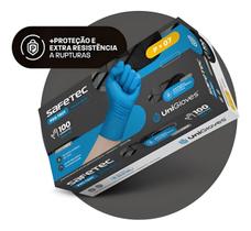 Kit 05 caixas luva nitrilo proteção agente quimico blue safetec 100 un