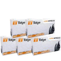 Kit 05 caixas luva procedimento nitrílo cor preta talge -100
